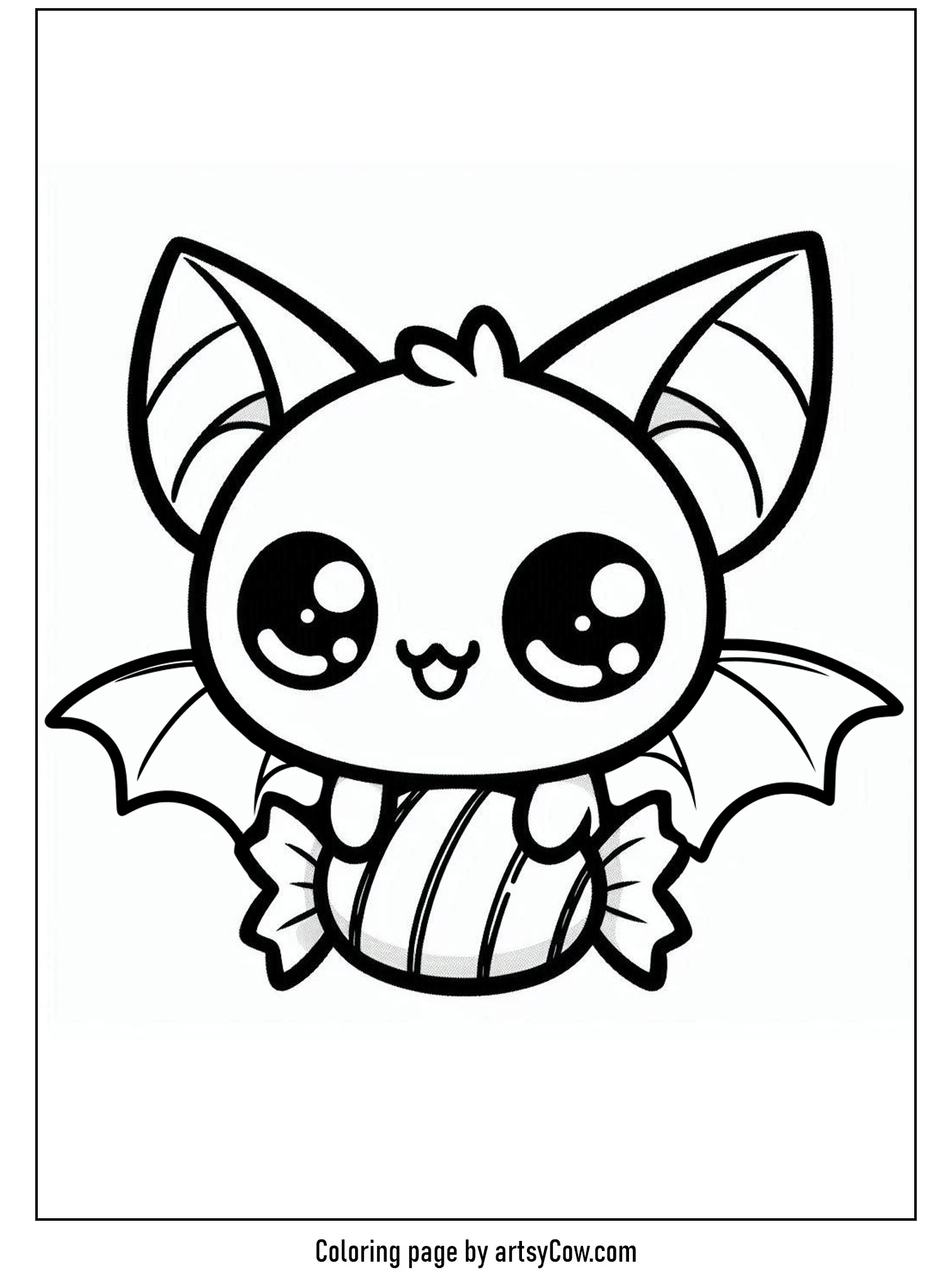 halloween coloring pages with bats, Bat with Sweet Halloween Treats